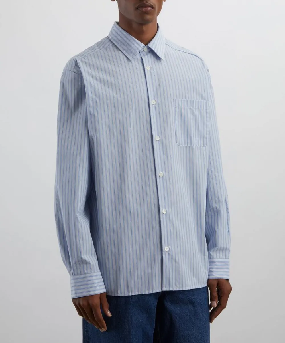 A.P.C. Shirts^Malo Blue Striped Cotton Shirt
