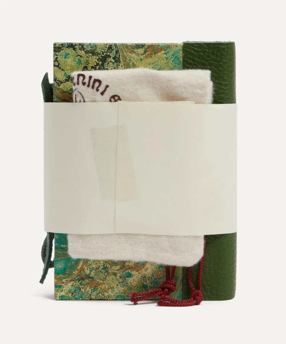 Giannini Stationery And Games^Marbled Notebook with Leather Spine and Tie