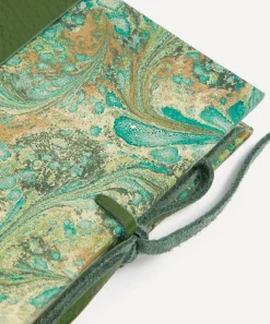 Giannini Stationery And Games^Marbled Notebook with Leather Spine and Tie