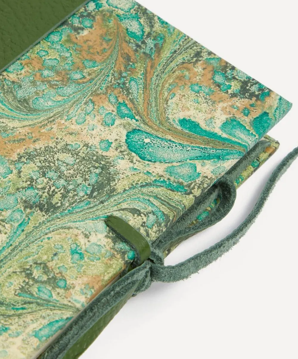 Giannini Stationery And Games^Marbled Notebook with Leather Spine and Tie