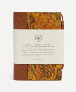 Giannini Stationery And Games^Marbled Notebook with Leather Spine and Tie
