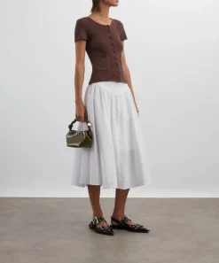Peachy Den Tops^Marie Knit Chocolate Polo Top