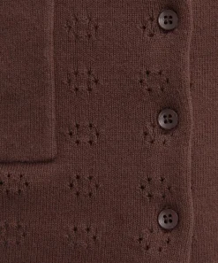 Peachy Den Tops^Marie Knit Chocolate Polo Top