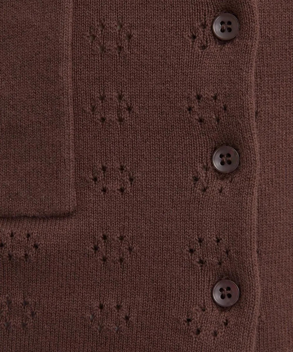 Peachy Den Tops^Marie Knit Chocolate Polo Top