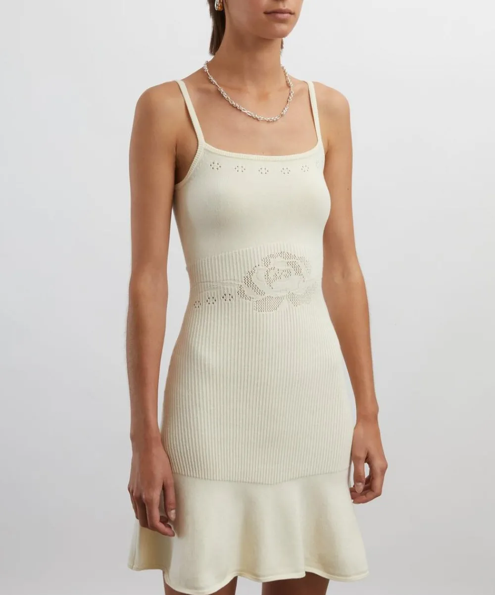 Peachy Den Dresses^Marie Knit Cream Mini Dress