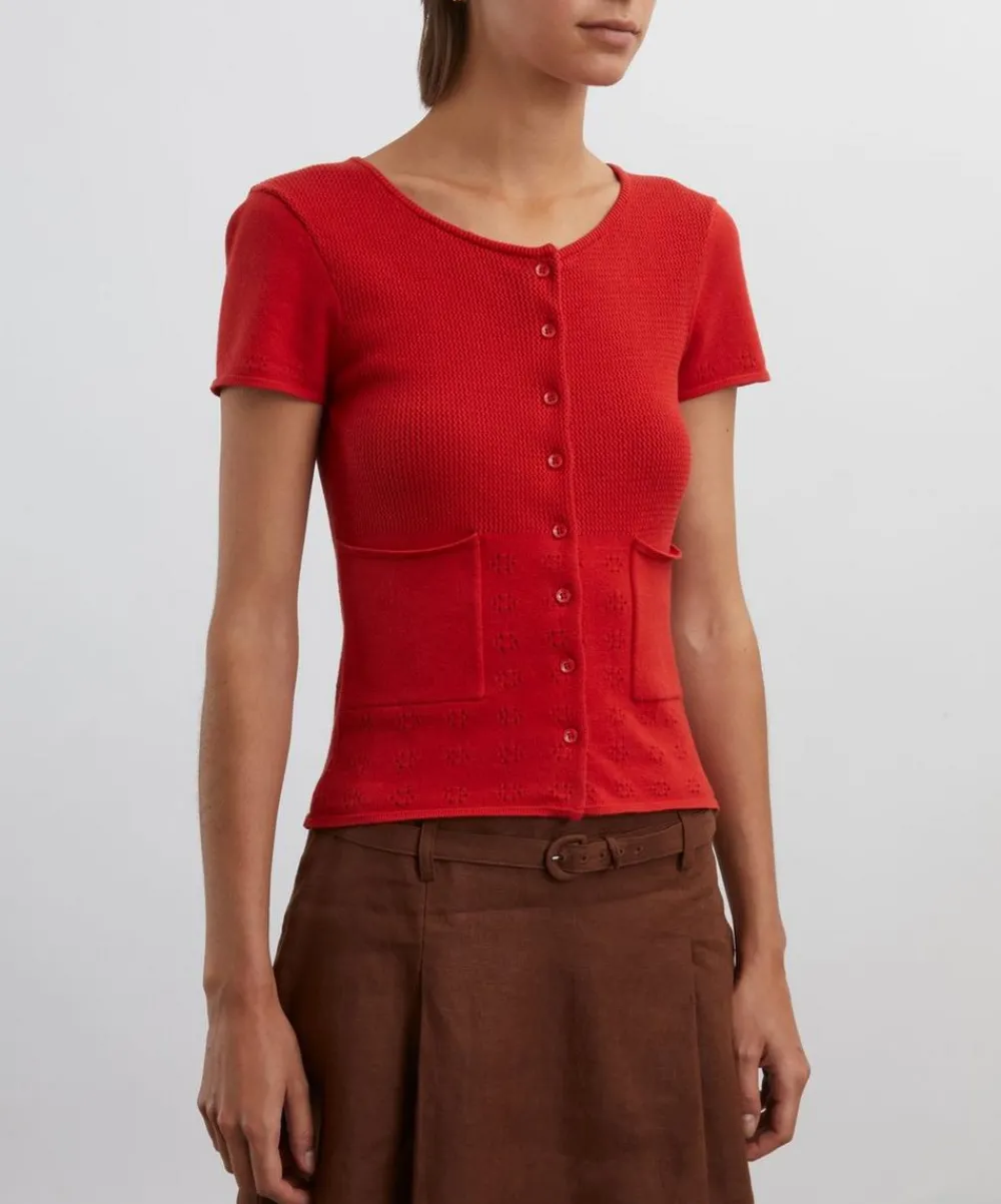 Peachy Den Tops^Marie Knit Jam Polo Top