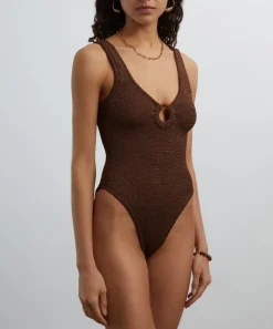 Hunza G Swimwear^Metallic Chocolate Celine Swimsuit