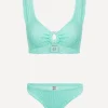 Hunza G Swimwear^Metallic Mint Julia Bikini with Pearly Hoops
