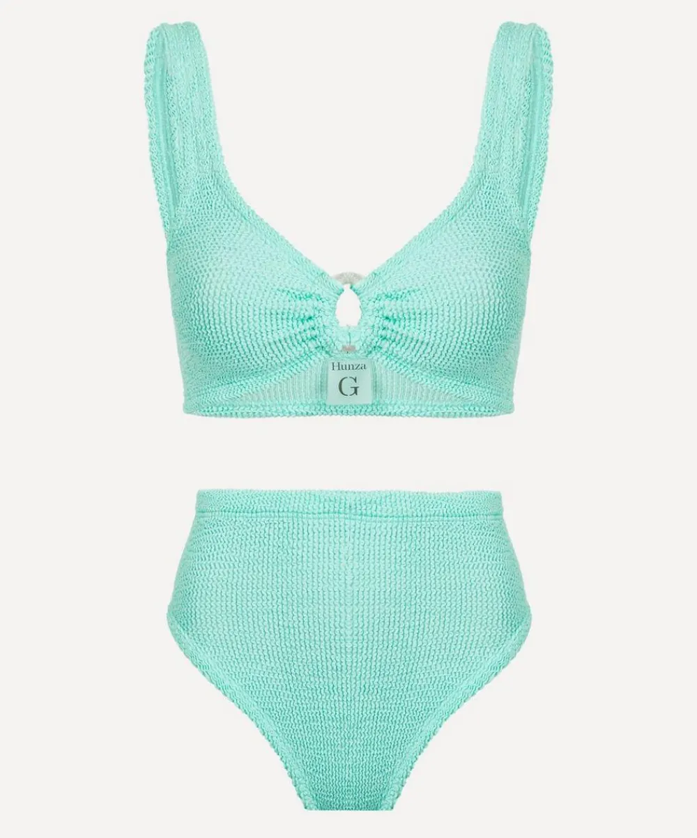 Hunza G Swimwear^Metallic Mint Nadine Bikini with Pearly Hoops
