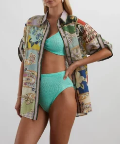 Hunza G Swimwear^Metallic Mint Nadine Bikini with Pearly Hoops