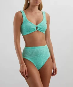 Hunza G Swimwear^Metallic Mint Nadine Bikini with Pearly Hoops