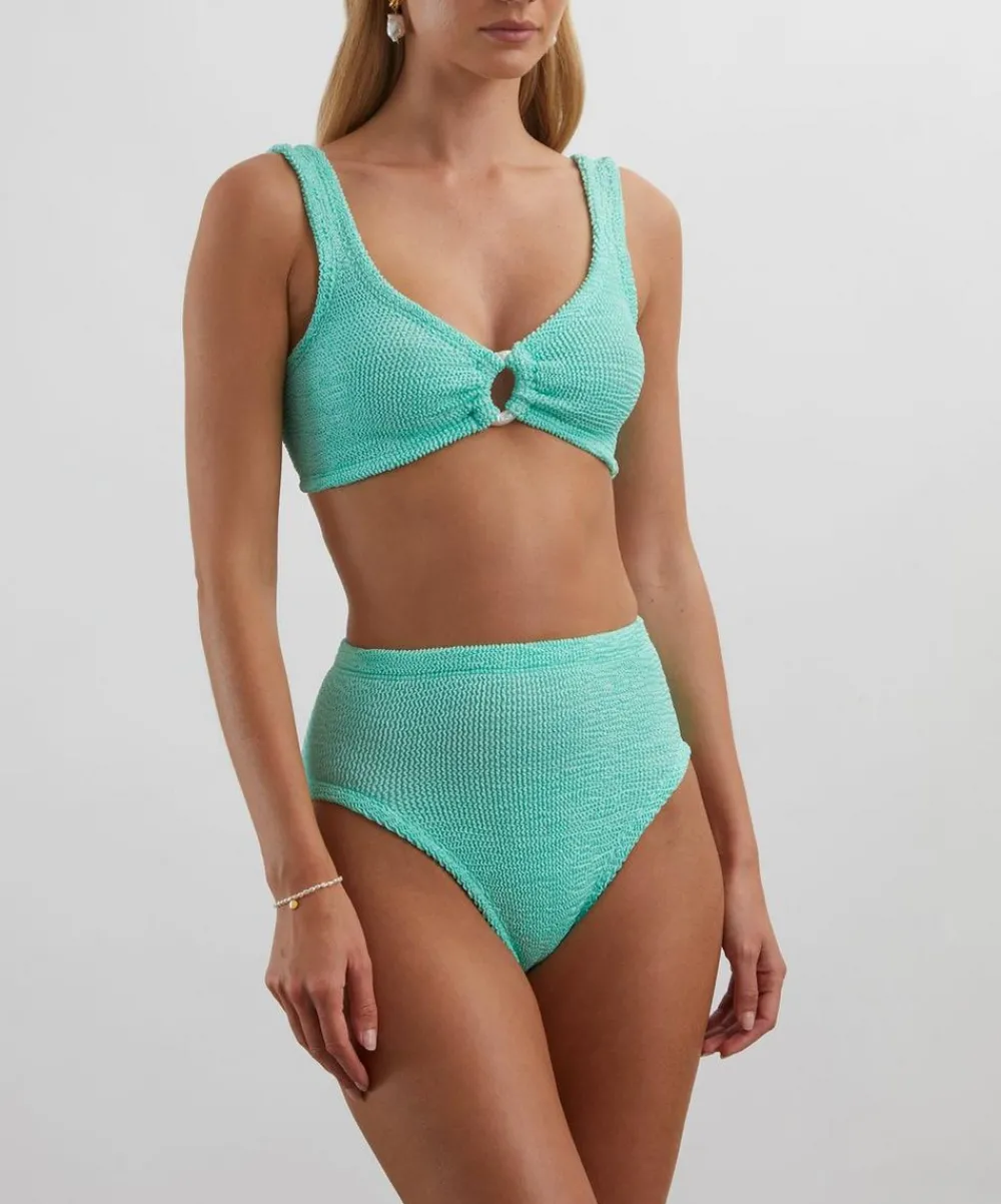 Hunza G Swimwear^Metallic Mint Nadine Bikini with Pearly Hoops