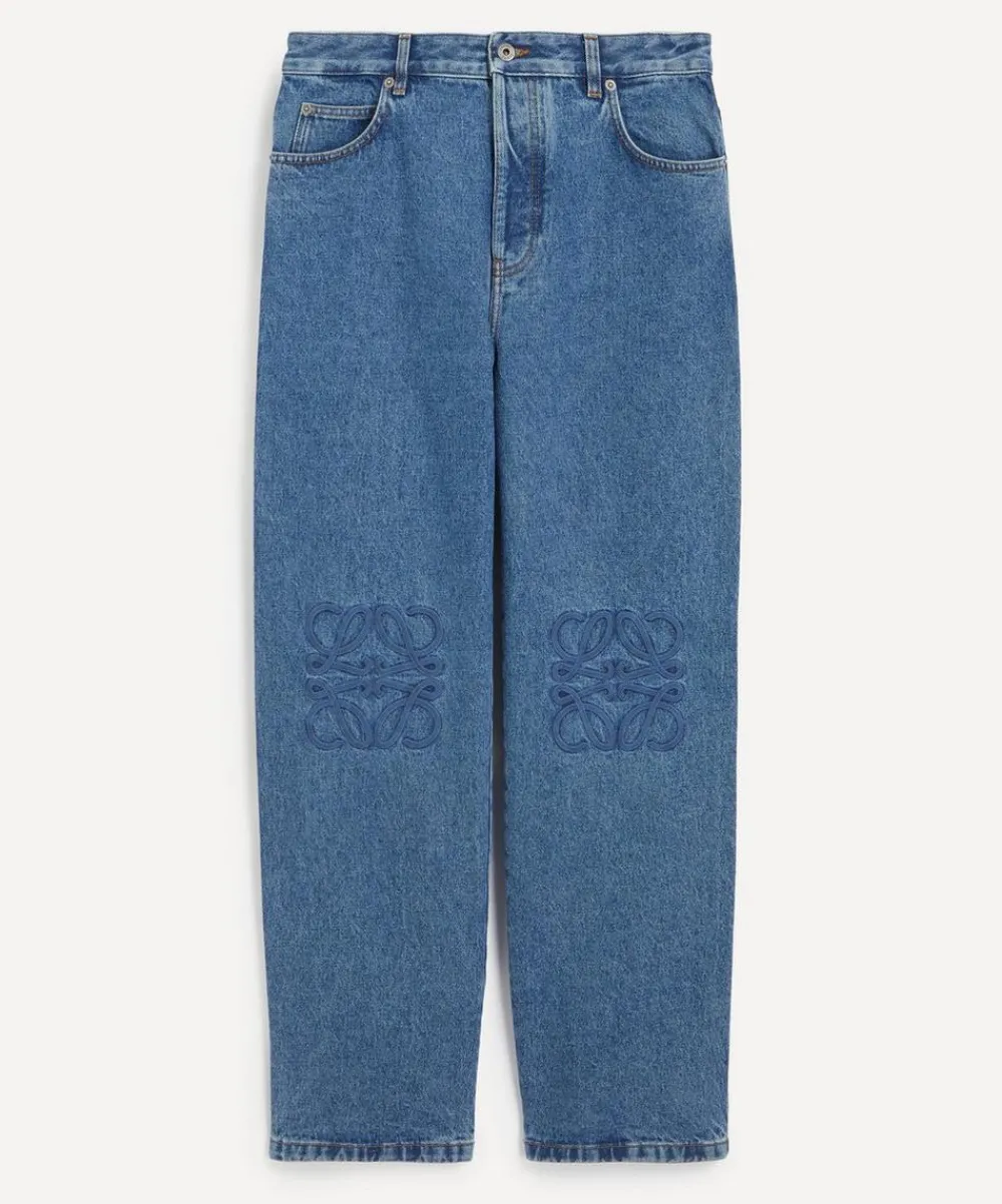 Loewe Jeans^Mid-Blue Anagram-Embroidered Baggy Jeans