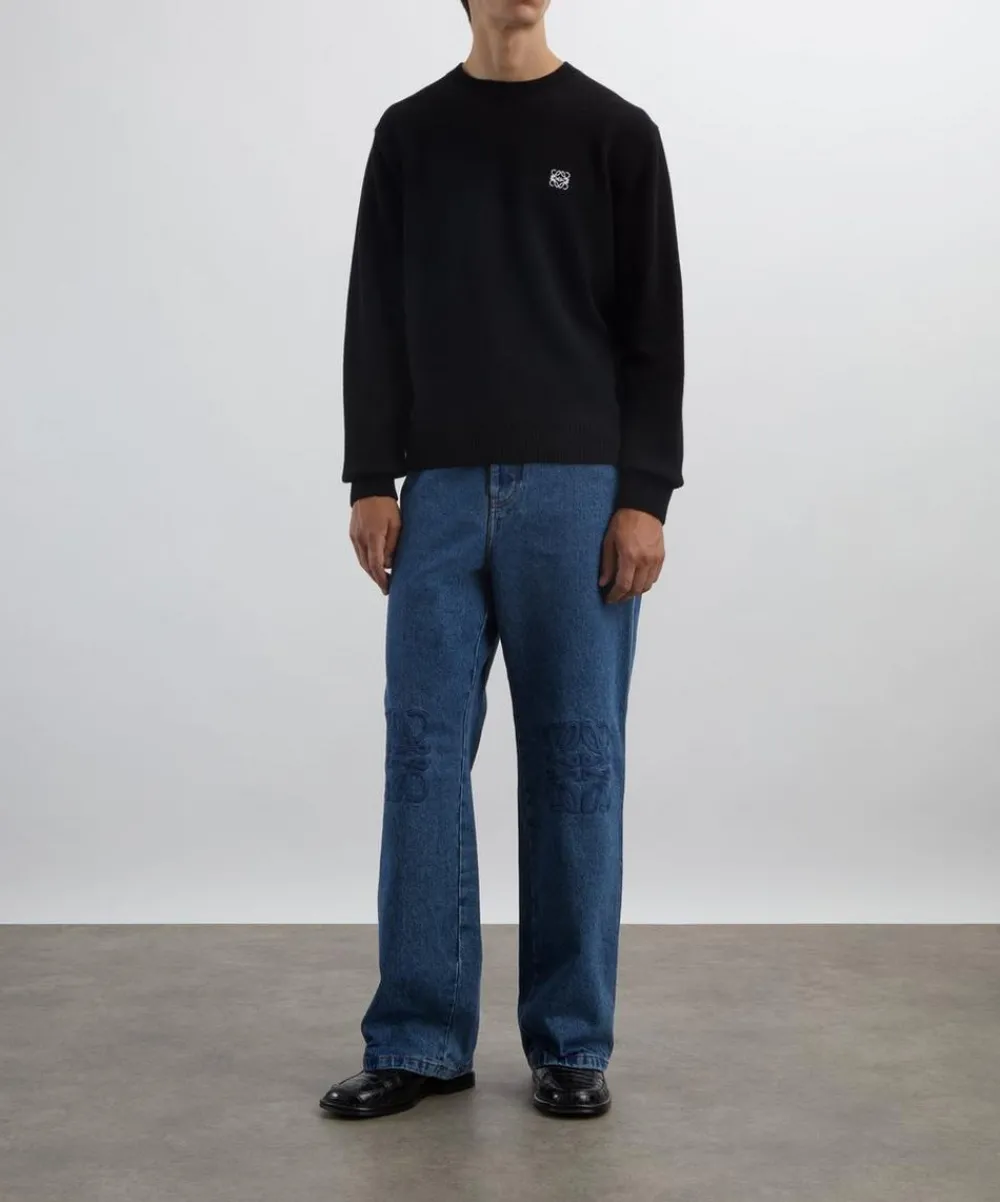 Loewe Jeans^Mid-Blue Anagram-Embroidered Baggy Jeans