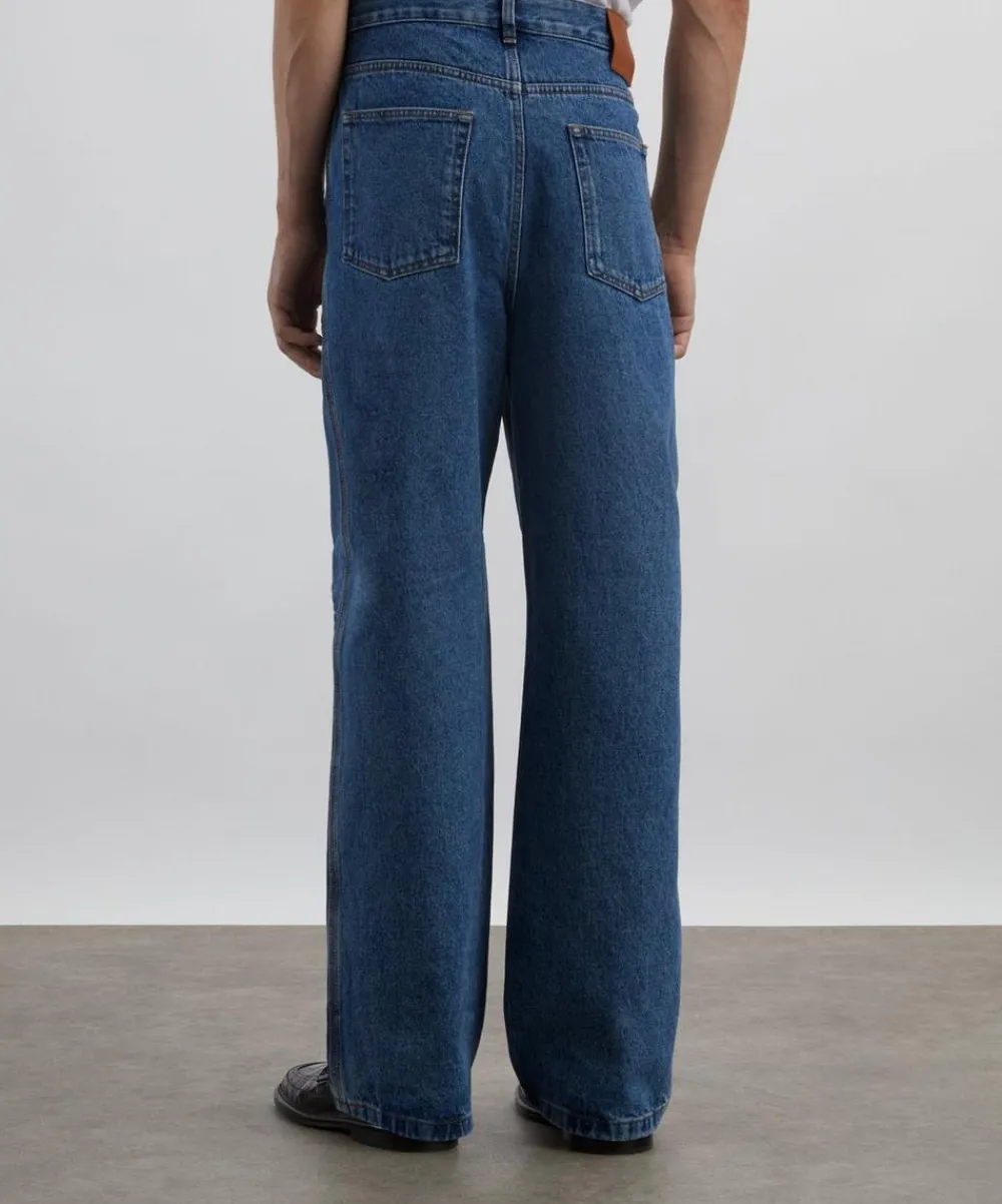 Loewe Jeans^Mid-Blue Anagram-Embroidered Baggy Jeans