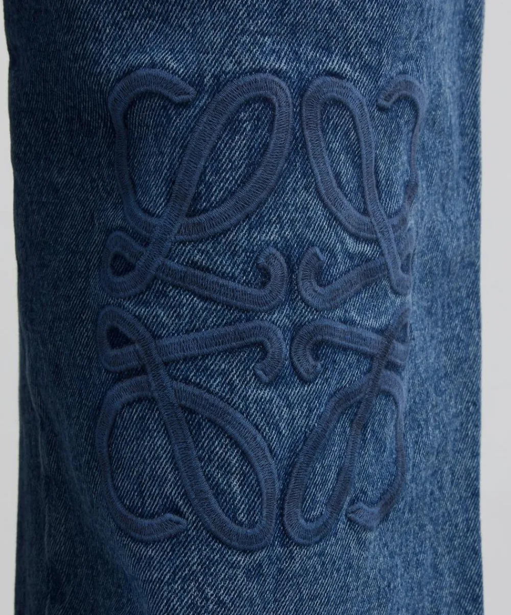 Loewe Jeans^Mid-Blue Anagram-Embroidered Baggy Jeans