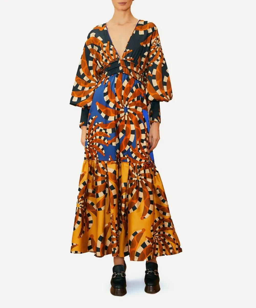 FARM Rio Dresses^Mixed Bandana Long-Sleeve Maxi-Dress