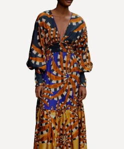 FARM Rio Dresses^Mixed Bandana Long-Sleeve Maxi-Dress