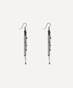 Stephanie Schneider Earrings^Mixed Metal Fringe Black Diamond Drop Earrings