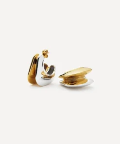 Missoma Earrings^Mixed Metal Hera Dome Double Ridge Medium Hoop Earrings