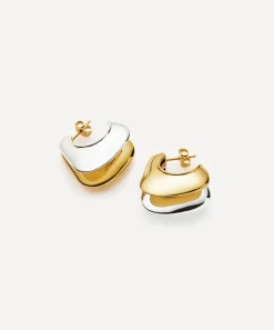 Missoma Earrings^Mixed Metal Hera Dome Double Ridge Medium Hoop Earrings