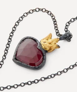 Acanthus Necklaces^Mixed Metal Sacred Garnet Heart Pendant Necklace