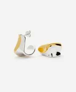Missoma Earrings|Earrings^Mixed Metal Sculptural Molten Medium Hoop Earrings