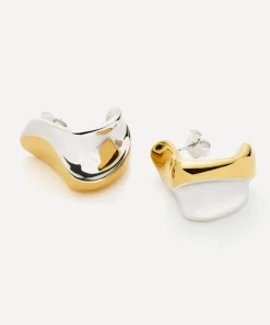 Missoma Earrings|Earrings^Mixed Metal Sculptural Molten Medium Hoop Earrings