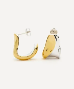 Missoma Earrings|Earrings^Mixed Metal Sculptural Molten Medium Hoop Earrings