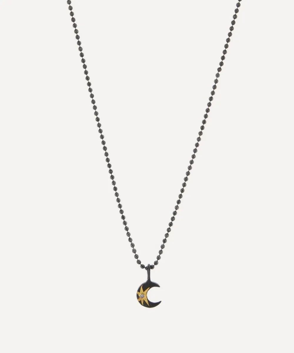 Acanthus Necklaces^Mixed Metal Tiny Celestial Star Moon Pendant Necklace