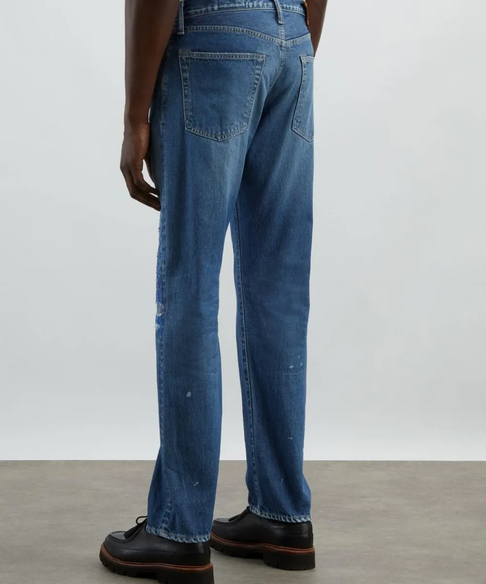 Kapital Jeans^Monkey CISCO Straight-Leg Distressed Embroidered Jeans