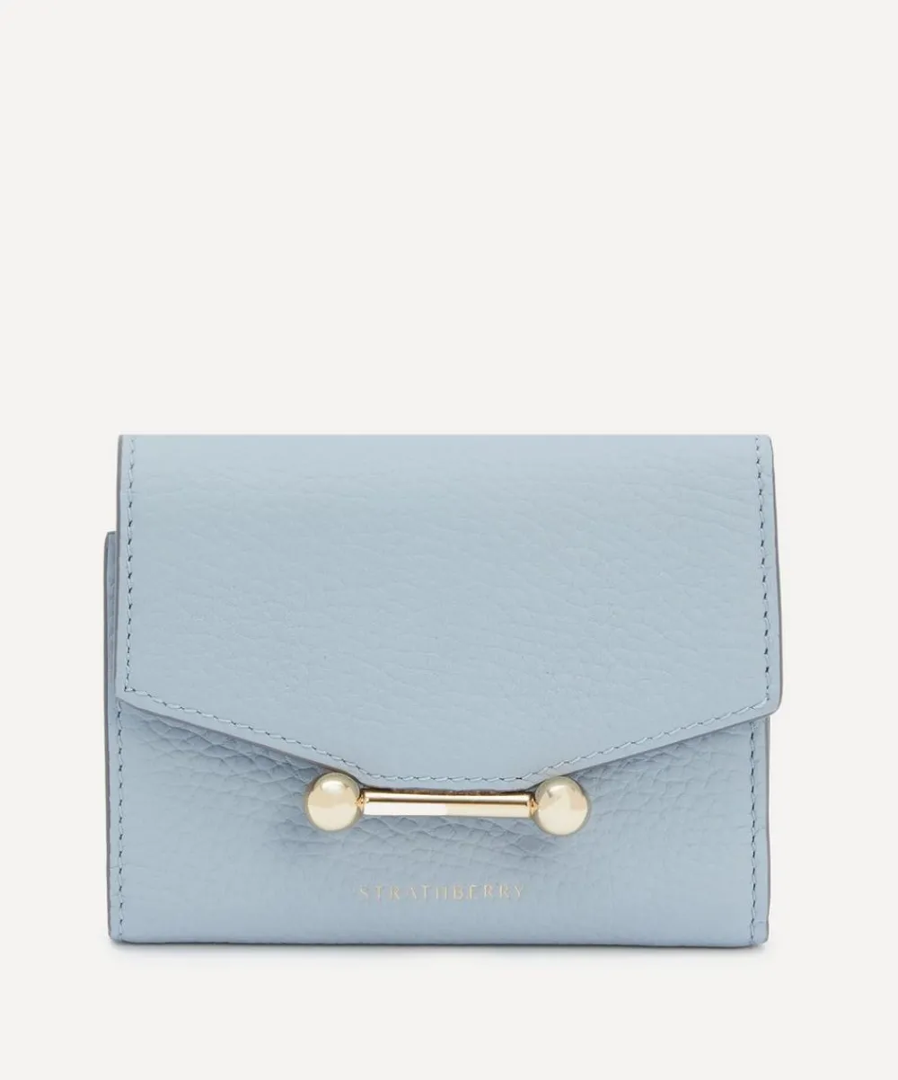Strathberry Purses & Pouches^Mosaic Trifold Dusky Blue Leather Wallet