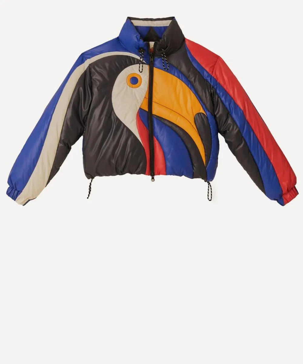 FARM Rio Coats & Jackets^Multicolor Amanda Stripes Toucan Reversible Puffer Jacket