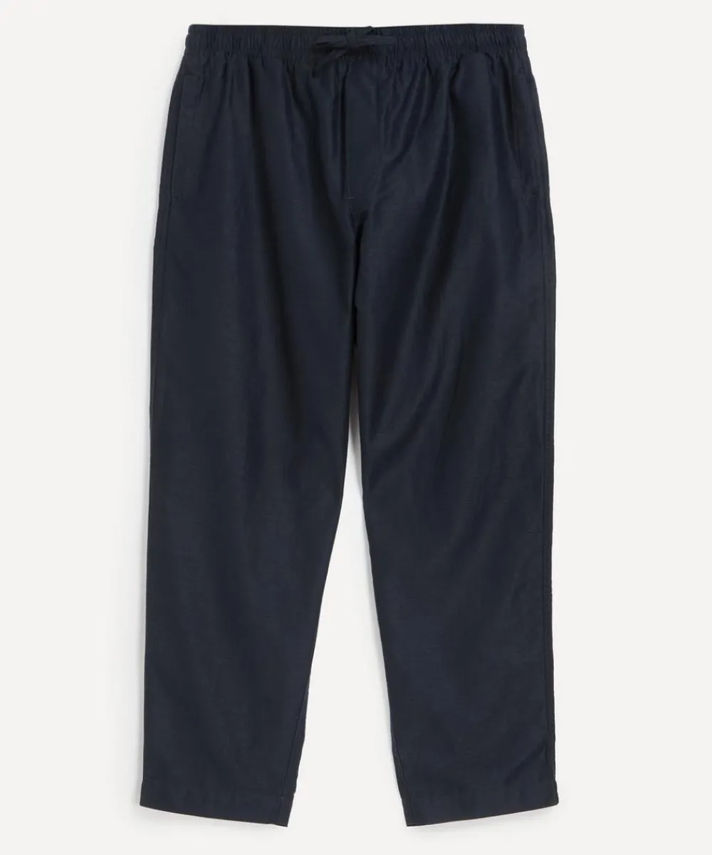 YMC Shirts^Navy Alva Cotton-Linen Moleskin Trousers