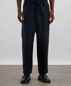 YMC Shirts^Navy Alva Cotton-Linen Moleskin Trousers