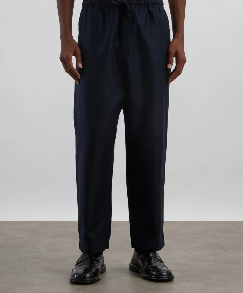 YMC Shirts^Navy Alva Cotton-Linen Moleskin Trousers