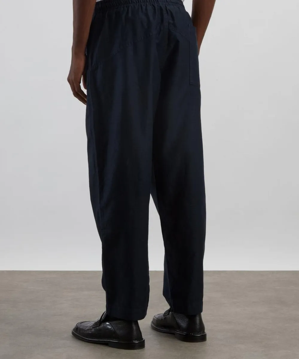 YMC Shirts^Navy Alva Cotton-Linen Moleskin Trousers
