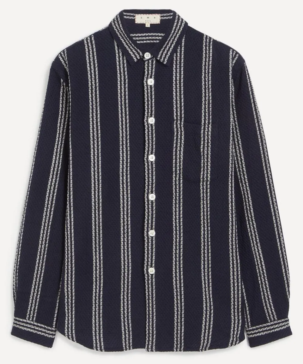 SMR Days Shirts^Navy and White Enamorados Cotton Waffle Shirt