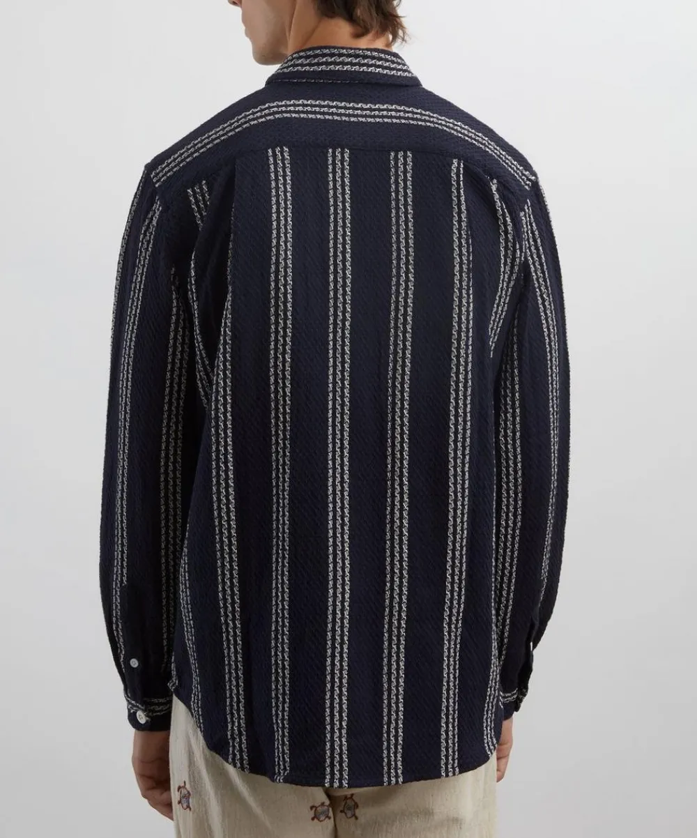 SMR Days Shirts^Navy and White Enamorados Cotton Waffle Shirt