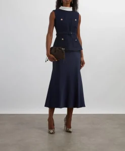 Self-Portrait Dresses^Navy Bouclé Sleeveless Midi Dress
