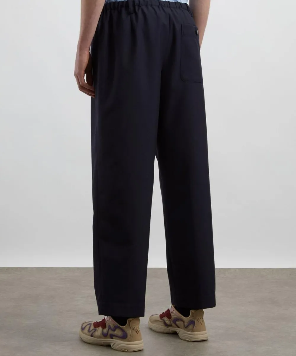 Dries Van Noten Trousers^Navy Drawstring Wool Trousers