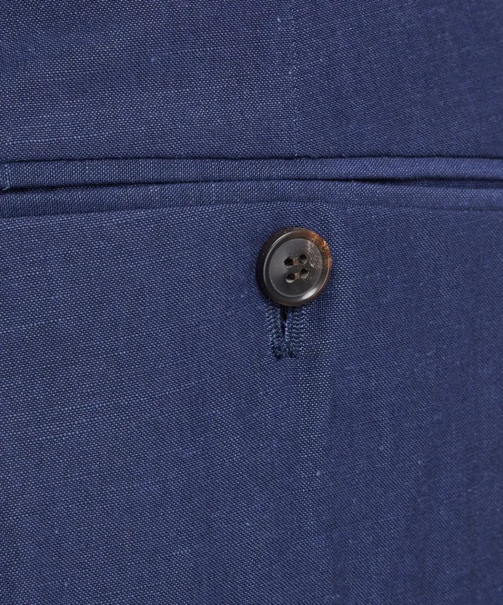 Paul Smith Trousers^Navy Linen-Wool Chino Trousers