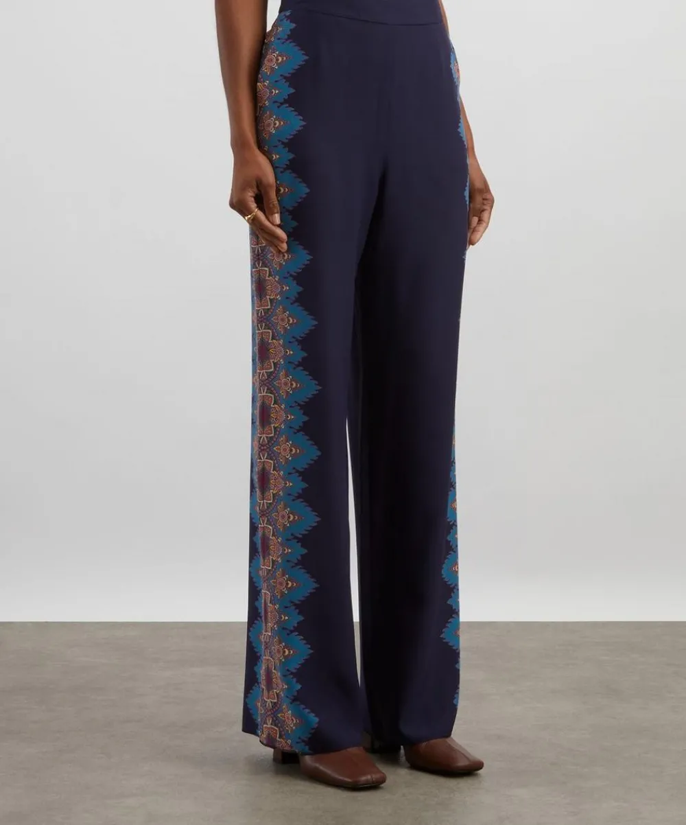 Etro Trousers & Shorts^Navy Paisley Silk Trousers