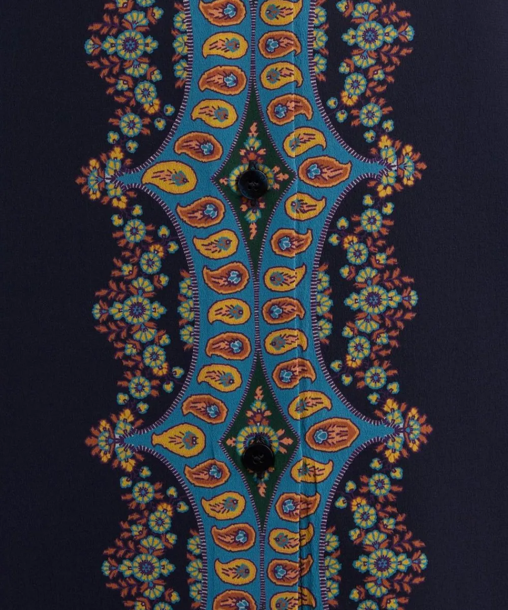 Etro Tops^Navy Placed Paisley Silk Shirt