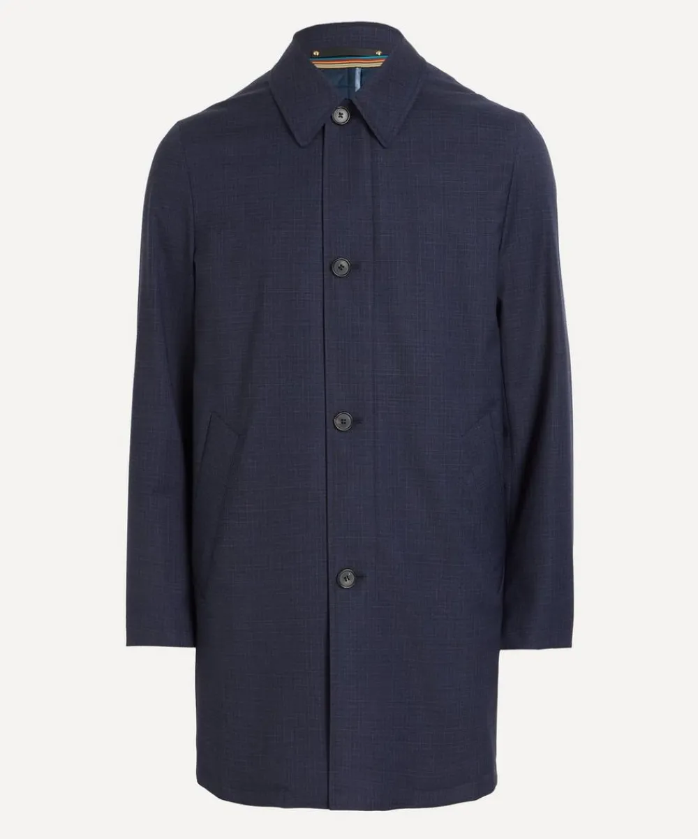 Paul Smith Coats & Jackets^Navy Plaid Mac Coat with Gilet