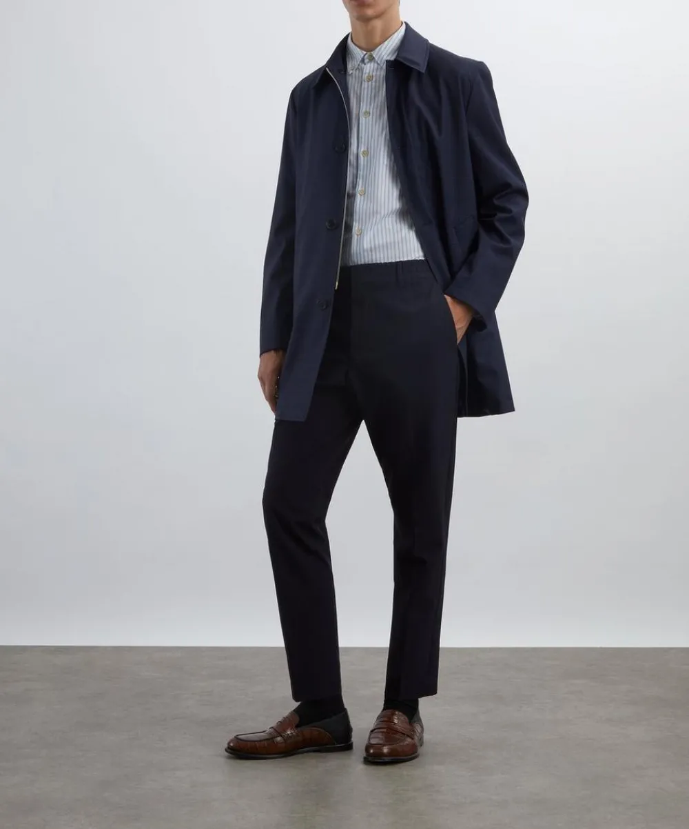 Paul Smith Coats & Jackets^Navy Plaid Mac Coat with Gilet