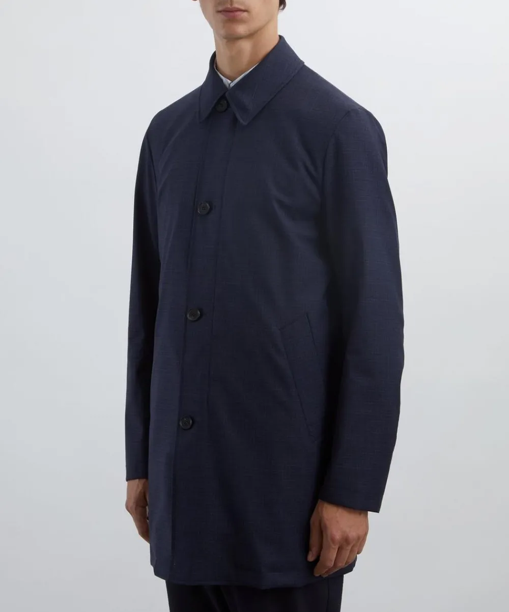 Paul Smith Coats & Jackets^Navy Plaid Mac Coat with Gilet