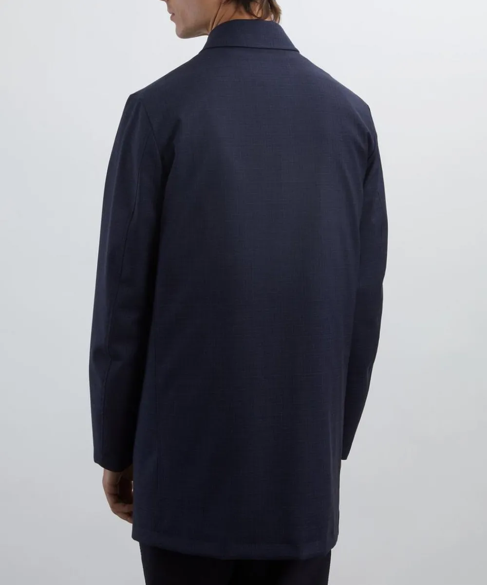Paul Smith Coats & Jackets^Navy Plaid Mac Coat with Gilet