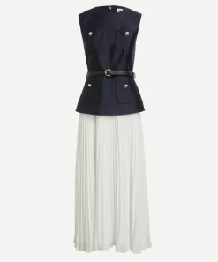 Self-Portrait Dresses^Navy Taffeta Midi Dress