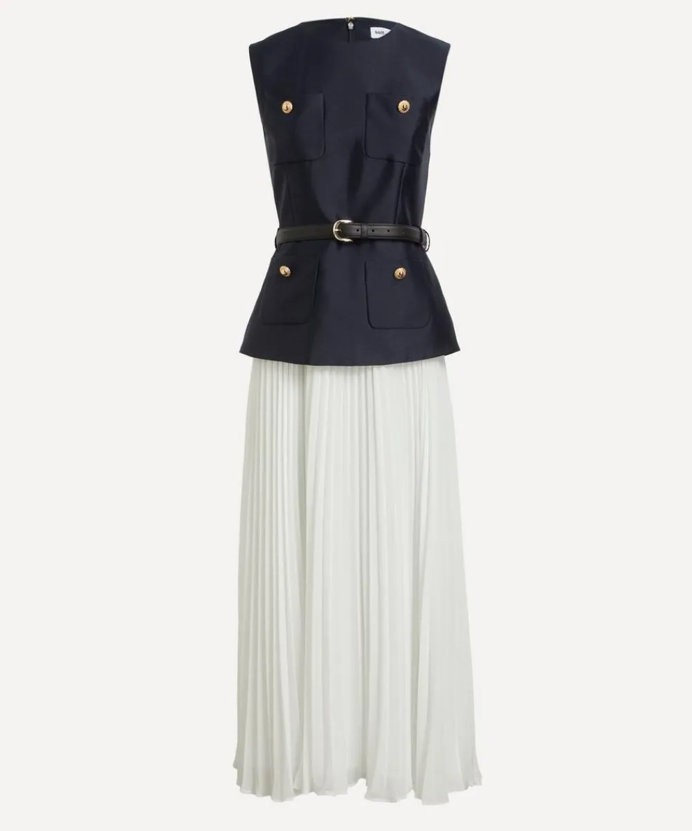 Self-Portrait Dresses^Navy Taffeta Midi Dress